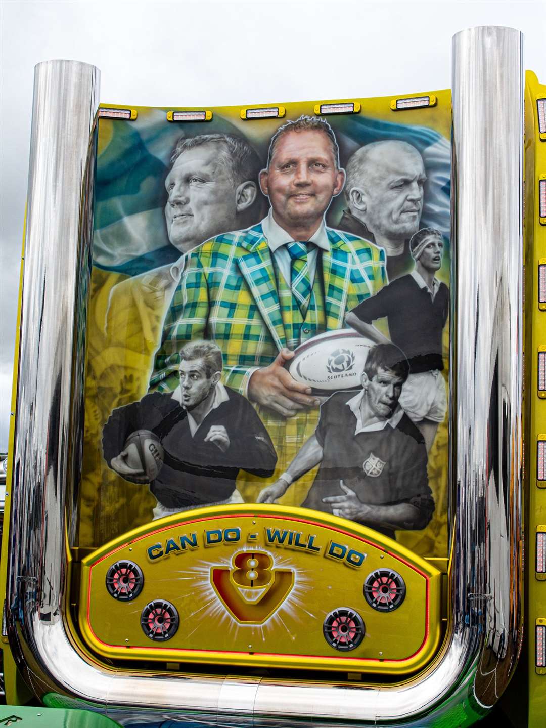 A stunning mural on the rear of the R19 WHM Doddie Weir truck. Photo: Niall Harkiss