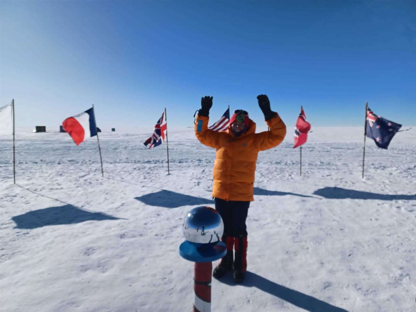 Major Natalie Taylor reaches the South Pole for the second time as part of the Inspire 22 expedition.