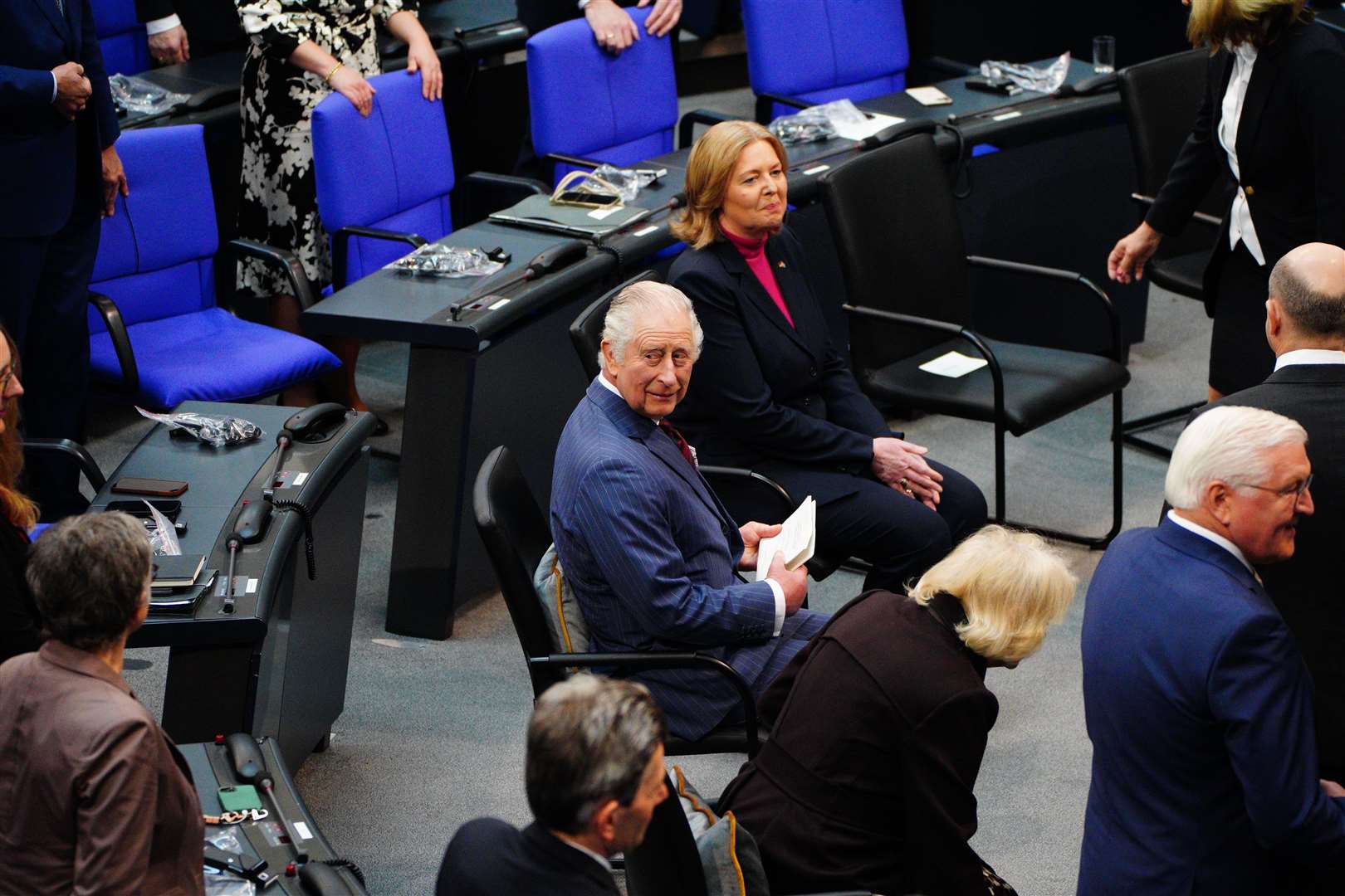 The King during a visit to the Bundestag, the German federal parliament in Berlin, in March (Ben Birchall/PA)