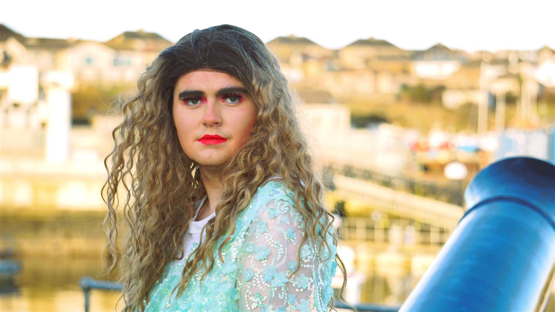 Drag artist Miss Scarlett Ruby at Wick harbour. Picture: DGS