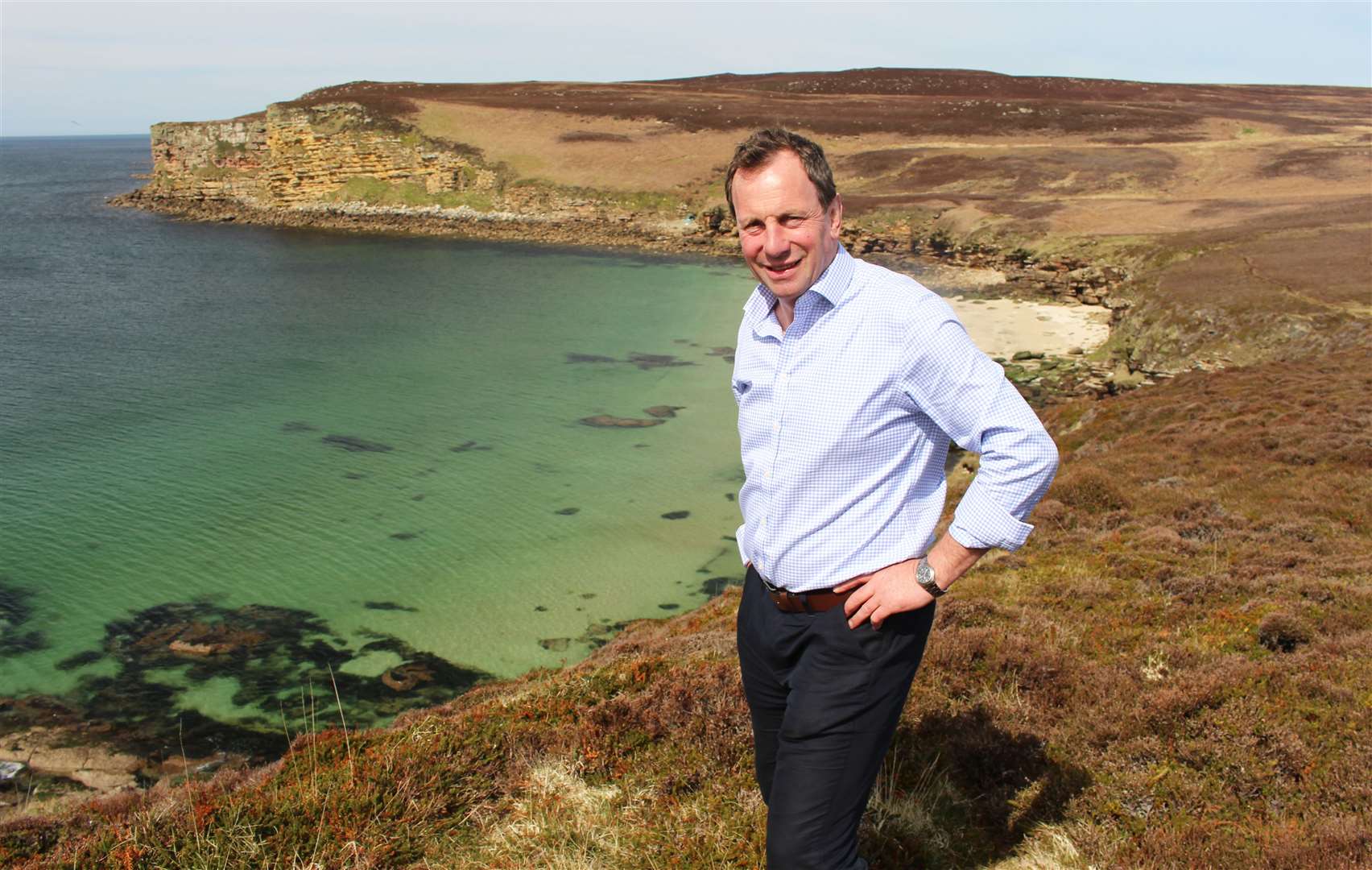David Whiteford, chairman of the North Highland Initiative, on the Caithness coastline. Picture: Alan Hendry