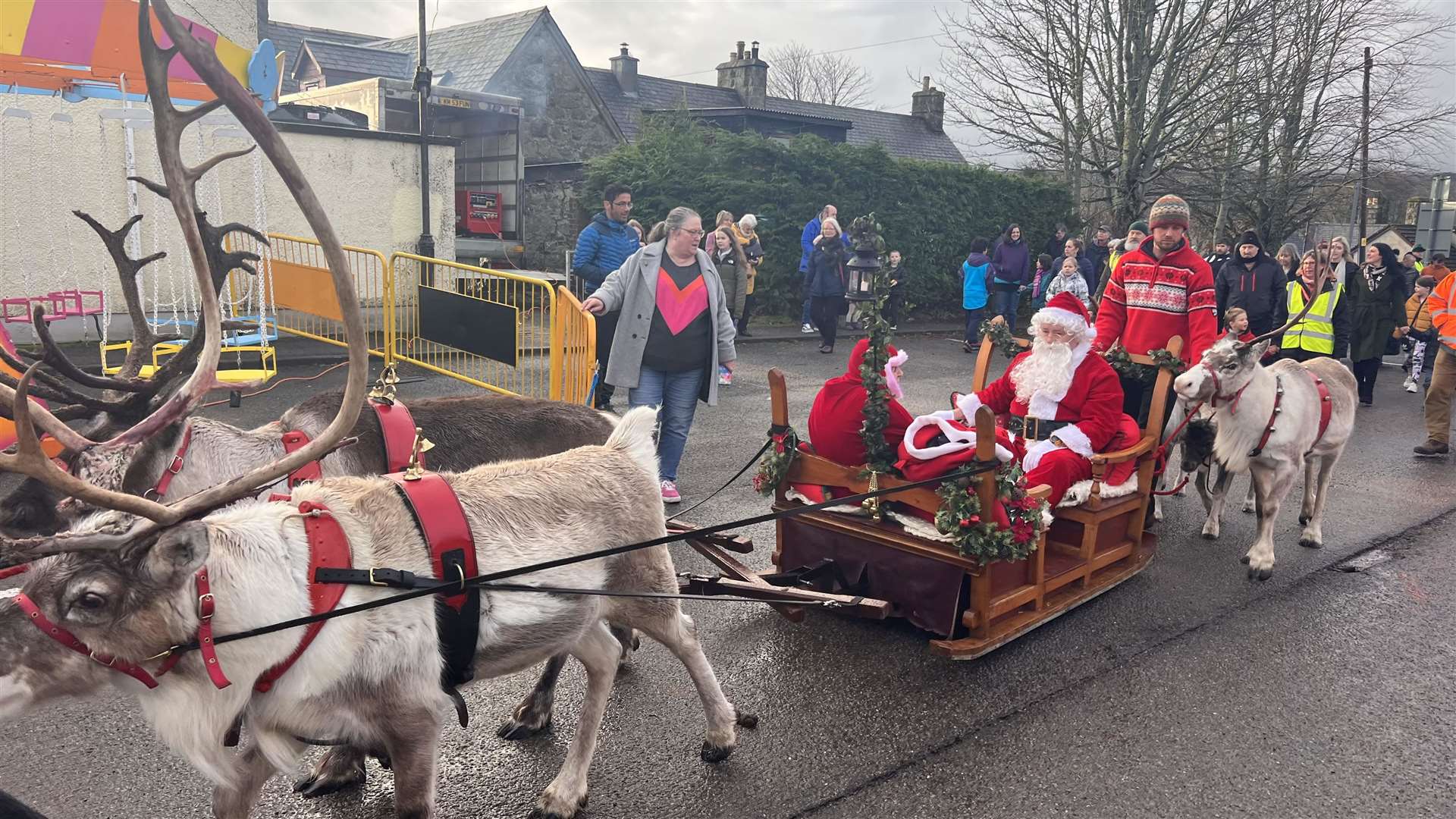 Santa was pulled in his sleigh from the bottom of Main Street to Lairg Community Centre.