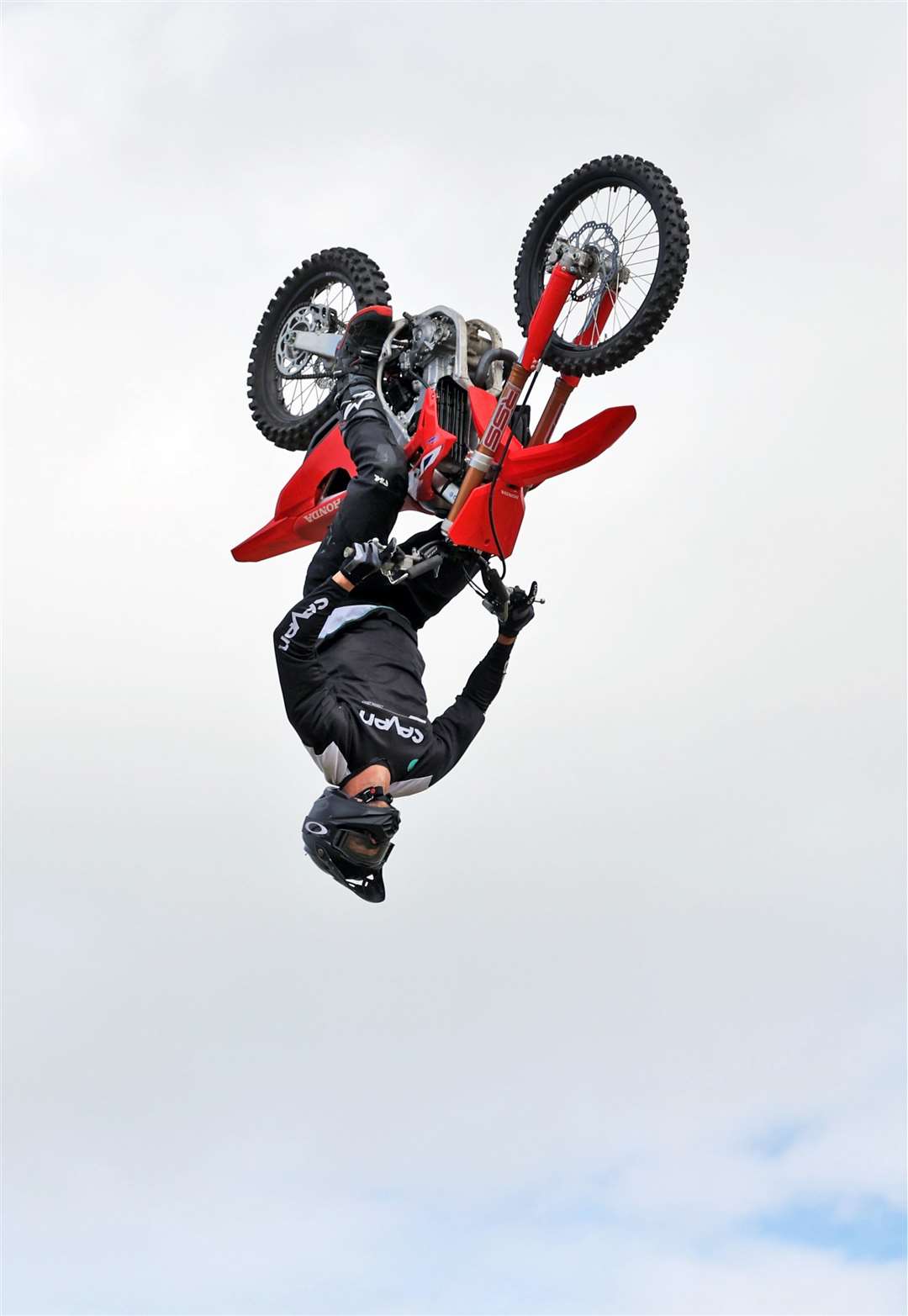 Photographer James Gunn captures the biker in mid flip during Sunday's show.