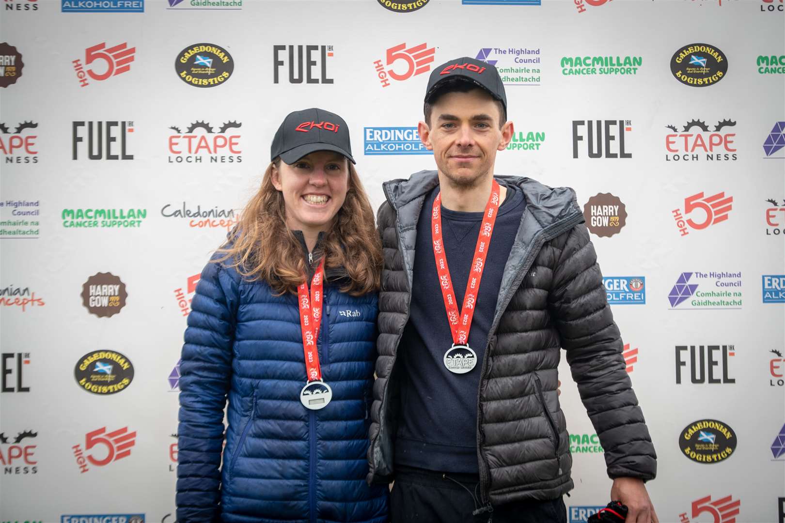 King and queen of the mountain Charlotte Dewdney and Andy Cunningham. Picture: Callum Mackay.