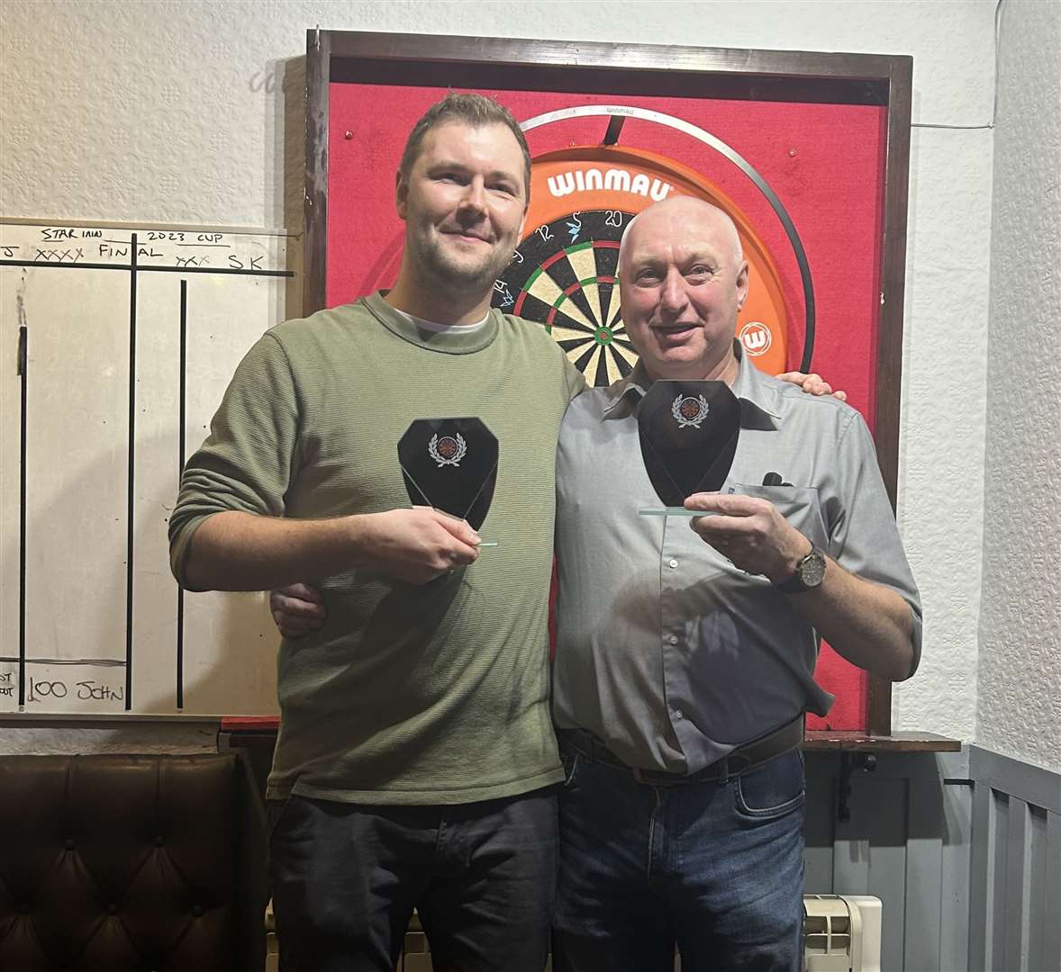 Darts competition winners Ryan Graham and John Nimmons.