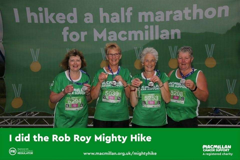 Shirley McHardy, Linda Bremner, Monica MacLean and Maggie Jamieson, undertook a Rob Roy Mighty Hike half-marathon on Saturday, September 3.