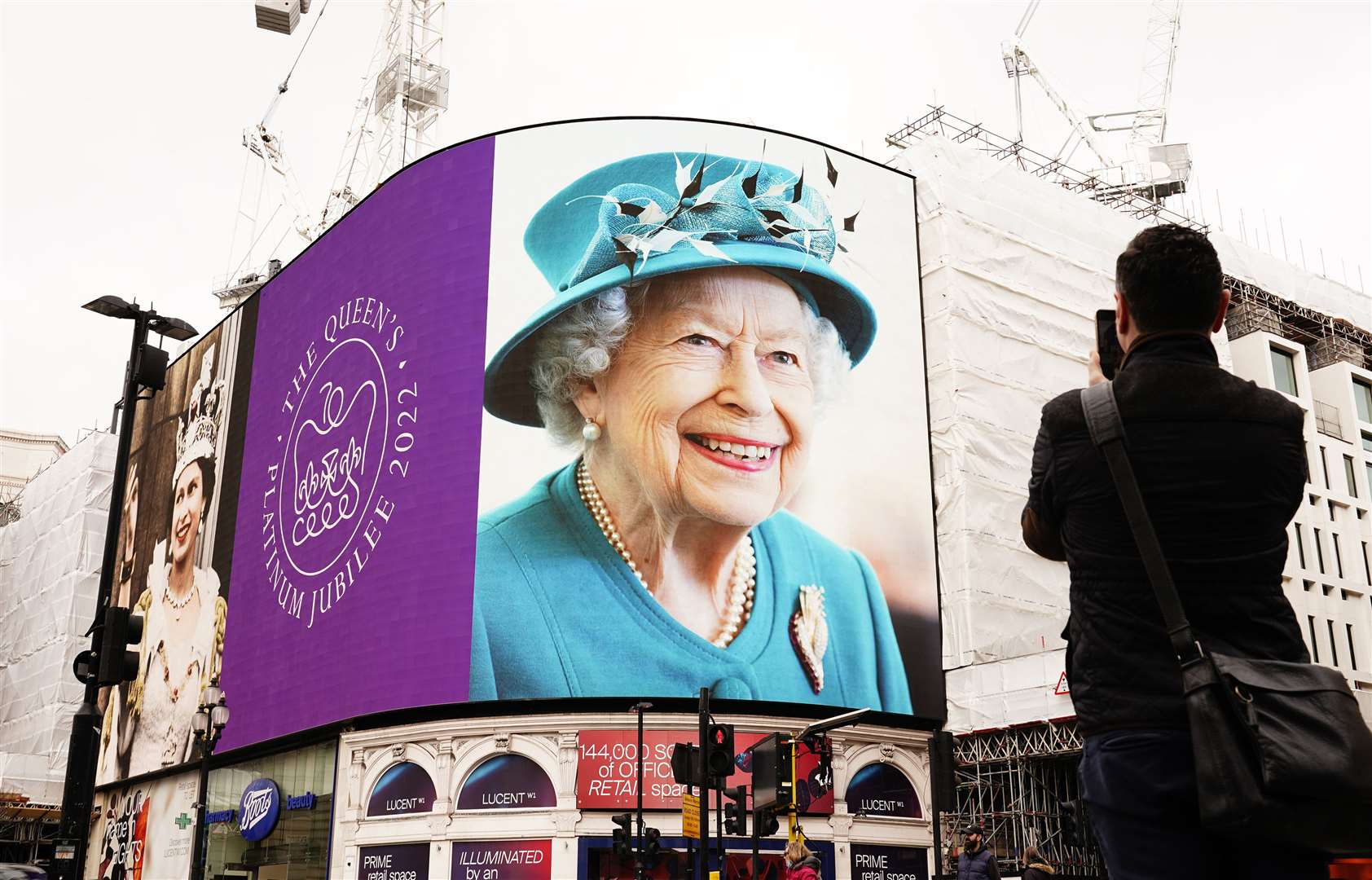 The logo has also been displayed on the lights in London’s Piccadilly Circus (PA)