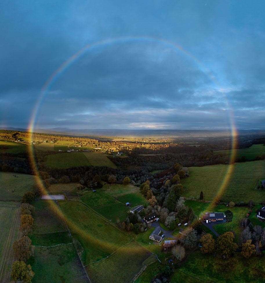 A rare full circle rainbow shot at Glen Convinth in Inverness-shire using a drone and some clever stitching technology. Picture:Nick Sidle/Heartstone