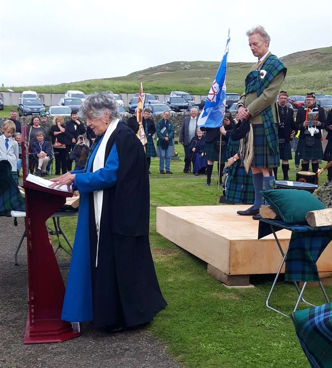 Rev Mary Stobo, interim moderator at Bettyhill gave the Benediction and said a Highland blessing over the chief.