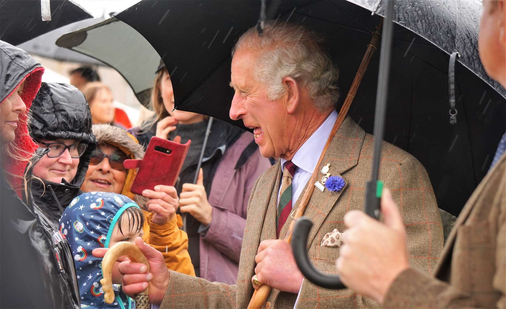HRH has a laugh with some spectators at the games on Saturday. Picture: DGS
