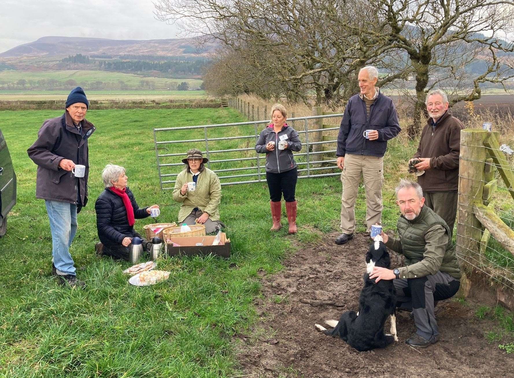 A welcome tea break for members of the project team and volunteers who helped prepare the ground for the tree planting.