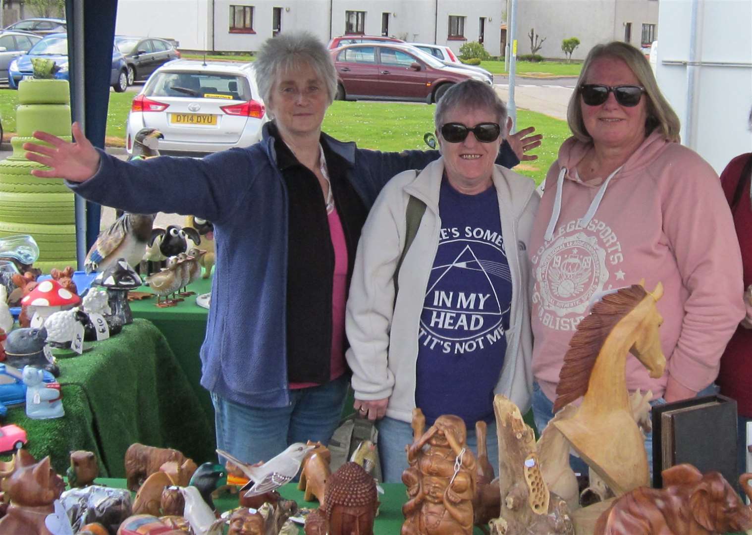 Stallholder Kath Hunter (left) with the very first customers at the first market.