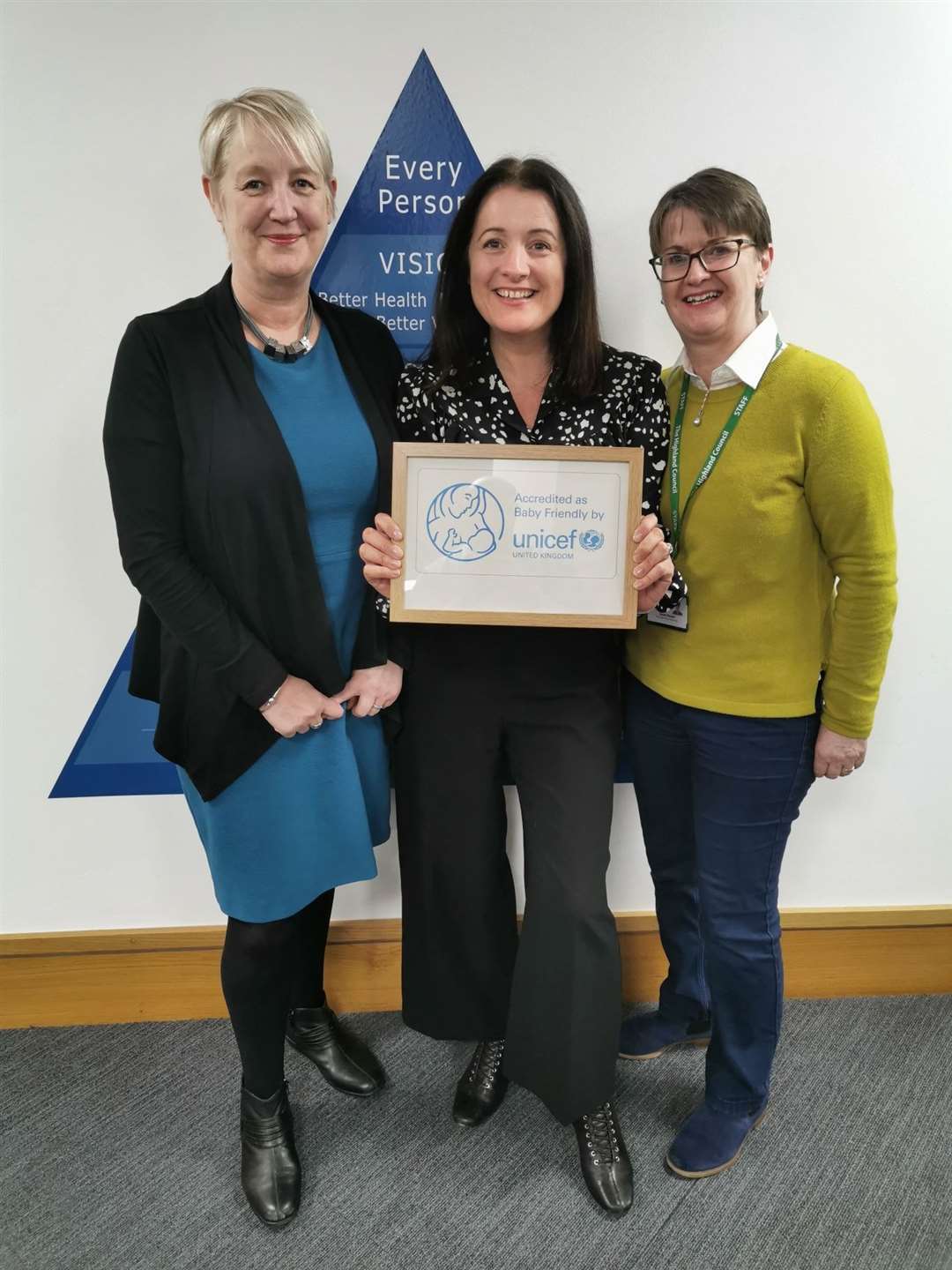 Mary Burnside, NHS Highland’s head of midwifery, Beverley Green, NHS Highland’s senior health improvement specialist and Susan Russell, Highland Council principal officer (nursing).