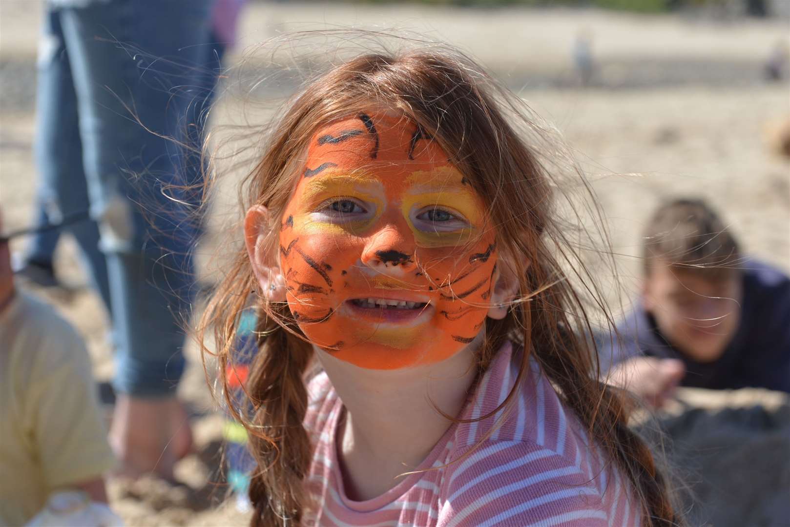 Lily Mackay was among the many children who had their faces painted at the beach event.