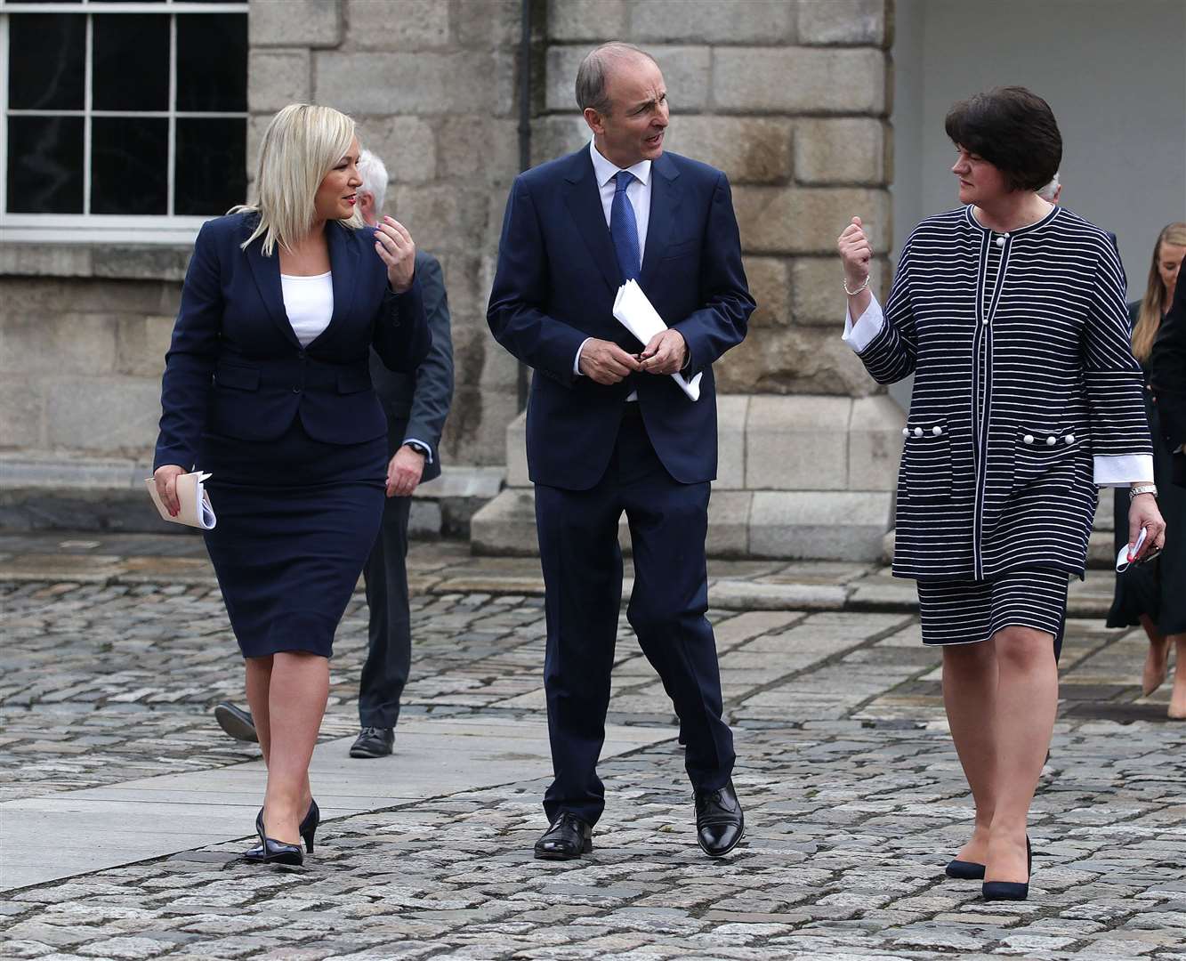First Minister Arlene Foster, right, said the issue had been raised with Taoiseach Micheal Martin, centre, at a meeting in Dublin Castle last summer (Damien Eagers/PA)