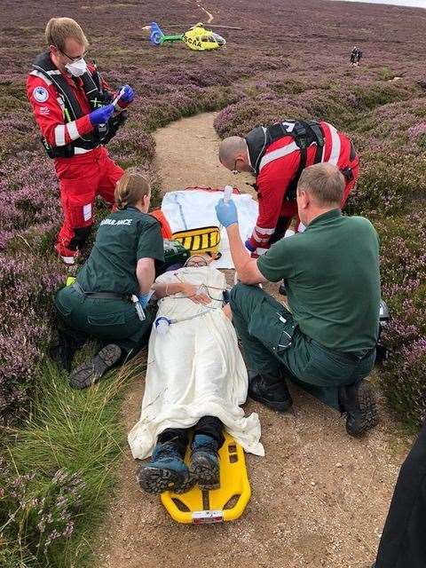 SCAA paramedics alongside their Scottish Ambulance Service colleagues at a recent call out in the Highland wilds