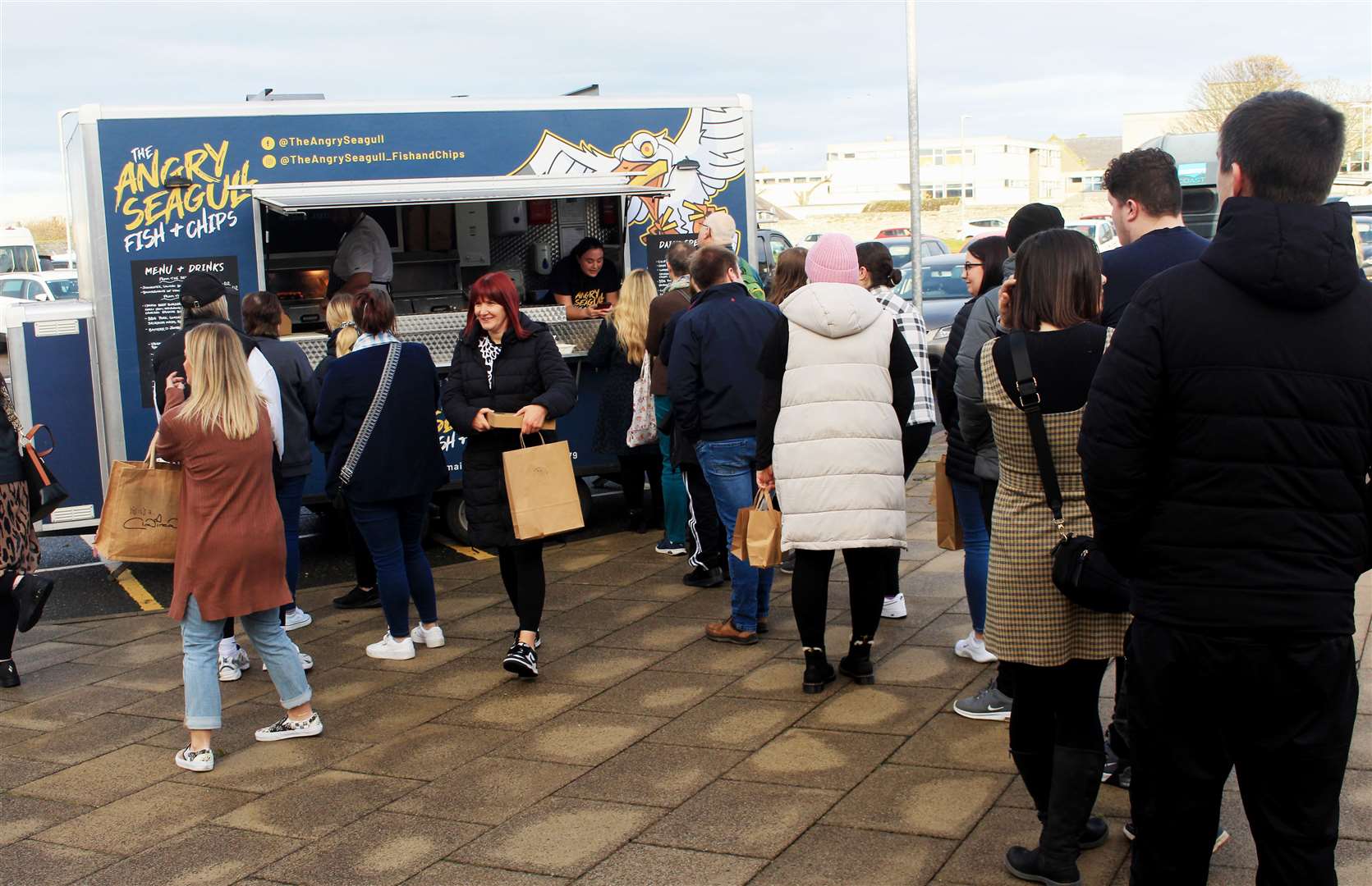 A queue at the Angry Seagull food truck. Picture: Alan Hendry