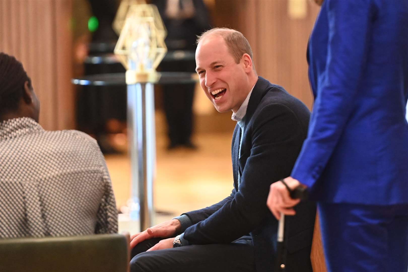 The Duke of Cambridge shares a joke during his visit to Bafta’s HQ (Paul Grover/Daily Telegraph/PA)
