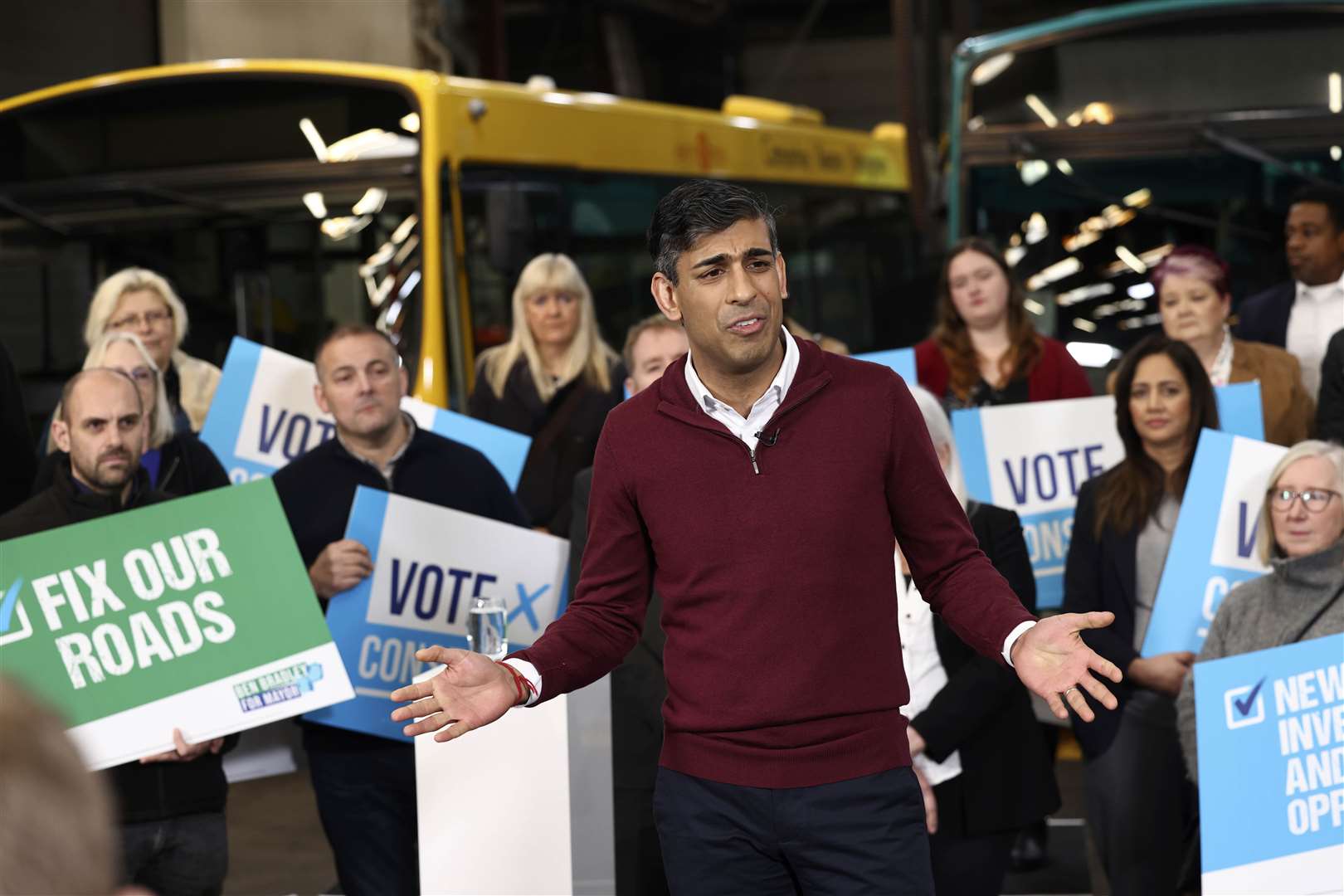 Rishi Sunak told reporters during a campaign visit to Derbyshire that the Government would deliver a ‘considered and thoughtful’ response to the report (Darren Staples/PA)