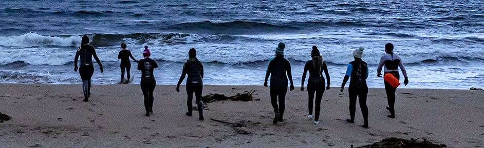 The informal sunrise plunge took place at Brora beach. Picture: Louise Mackay