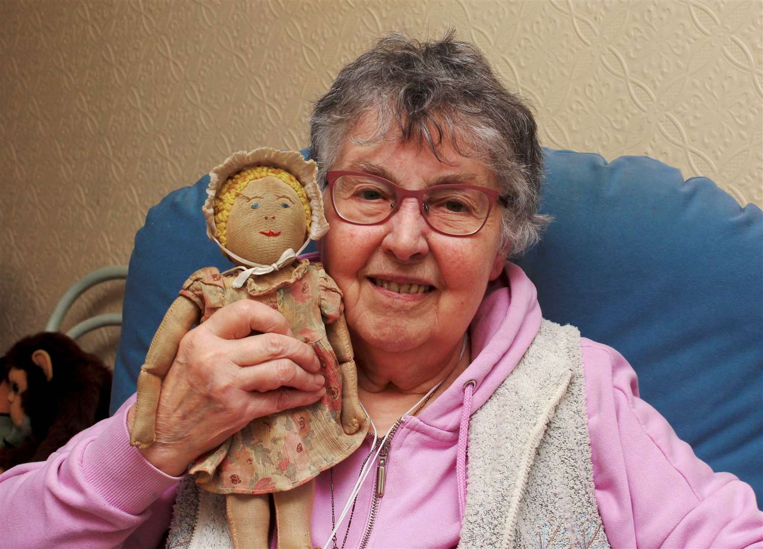 Brenda Herrick with Susie the rag doll, which she received in a Japanese-run internment camp in China during World War II. Picture: Alan Hendry