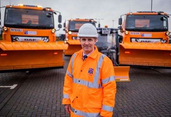 Cabinet secretary for transport Michael Matheson with gritters ready for action.