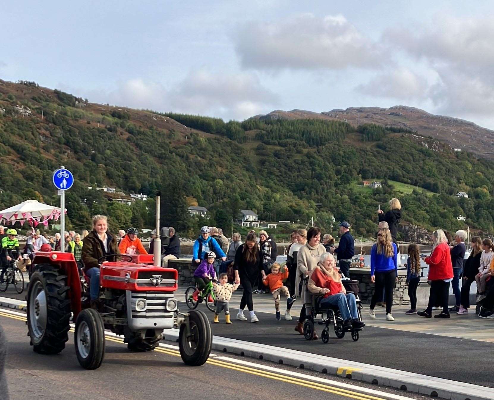 Carrie Urquhart on her tractor in the parade.