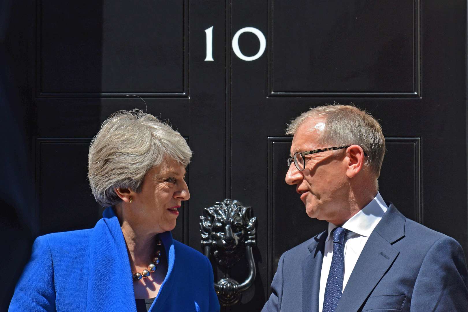 Theresa May with her husband Philip outside 10 Downing Street (Dominic Lipinski/PA)