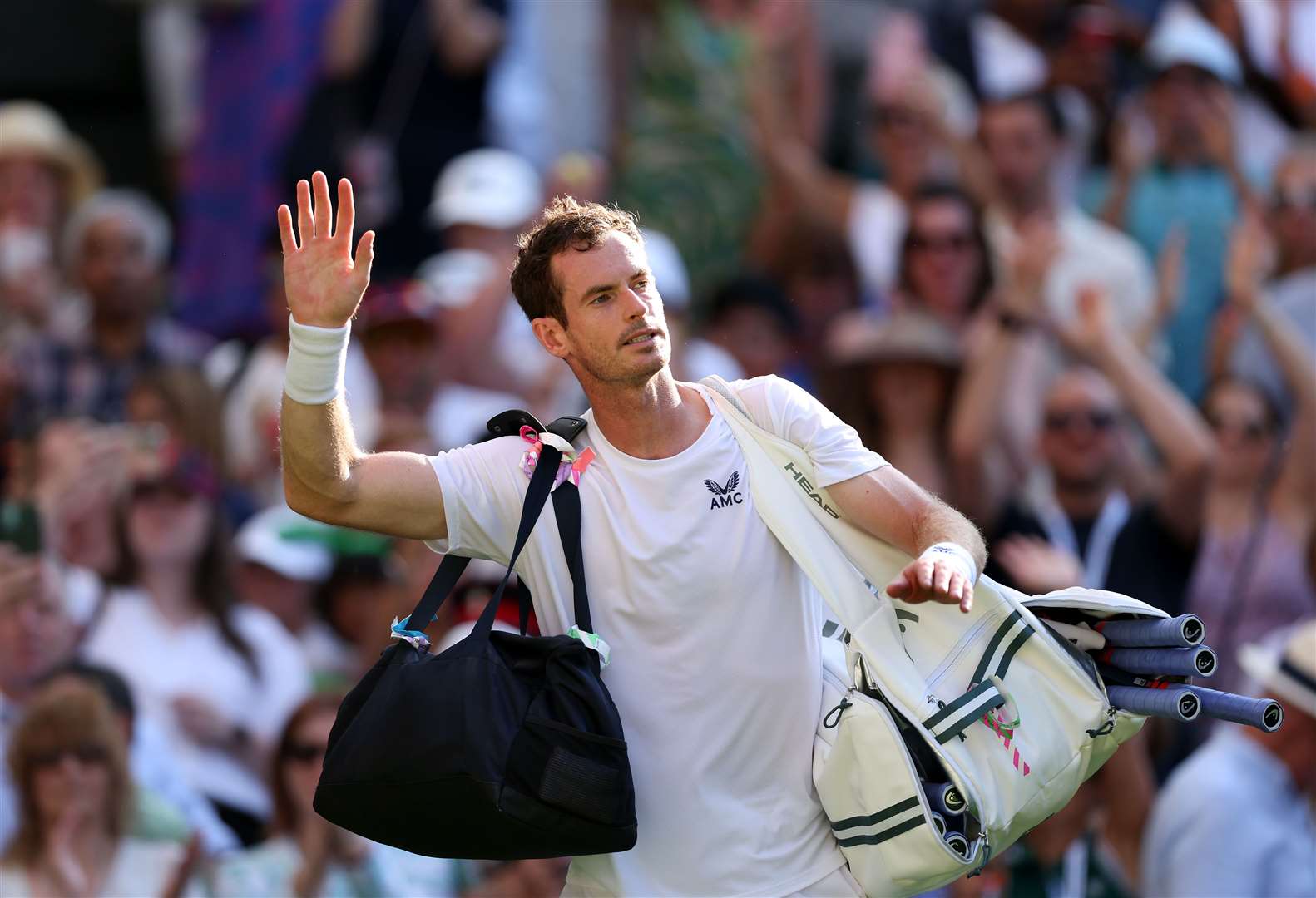 Sir Andy Murray waves to the crowd after losing against Stefanos Tsitsipas (Steven Paston/PA)