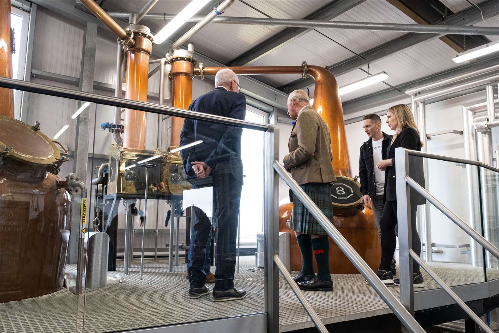In the stillroom with John Ramsay, consultant to the distillery, and owners Derek and Kerry Campbell. Picture: Susie Mackenzie