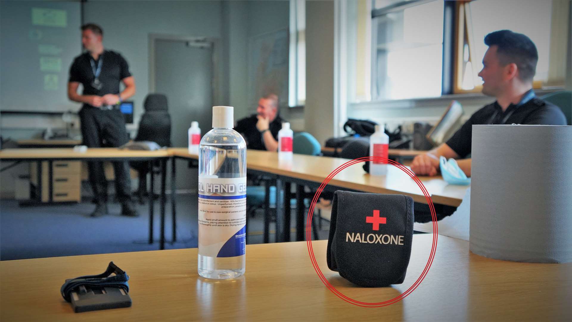 A training event at Wick Police station in 2021 for the use of Naloxone. Picture: DGS
