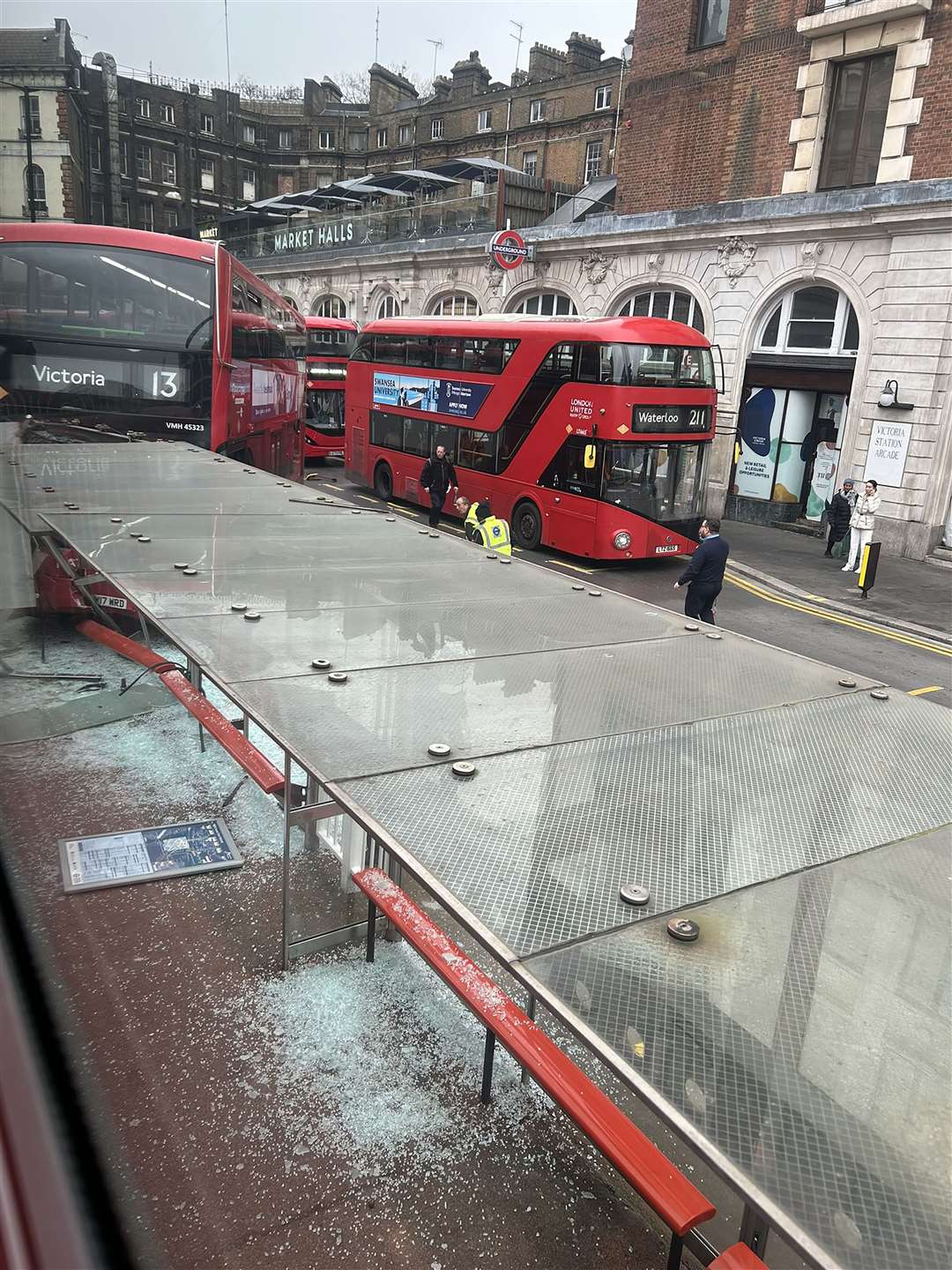 The scene where a pedestrian was killed after being hit by a bus at London Victoria bus station (Jonny Dyer/PA)