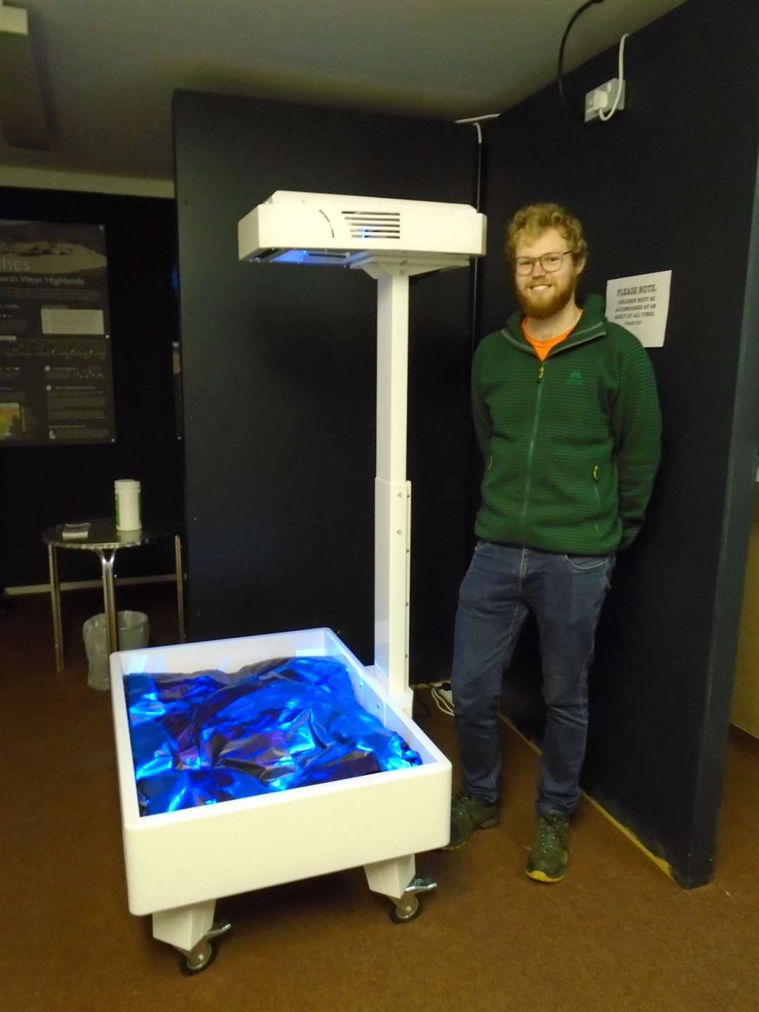 Andrew Whyte, the North West Highlands Geopark's newly appointed education and engagement officer, helped install the interactive sandbox at the Rock Stop.