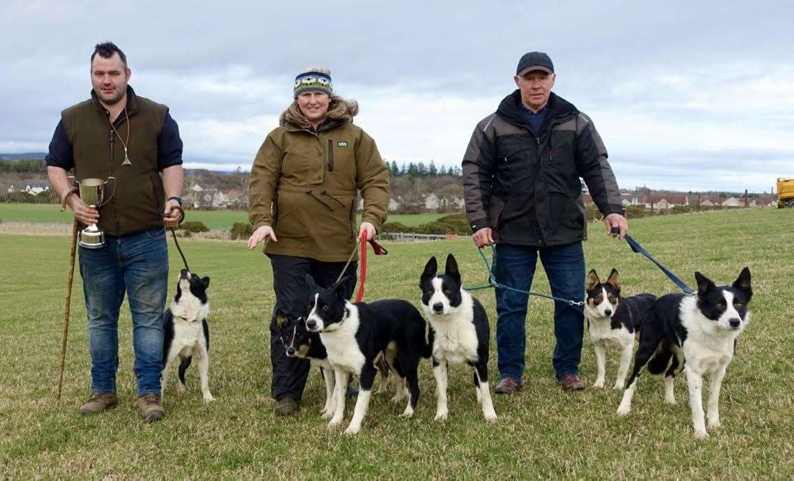 The Highland Nursery League team, from left, Ian Sutherland and Cap; Jasmine Grant with Bob and Lad; and George Simpson and Finn, Luna and Fleet. Picture: Carol Gunn