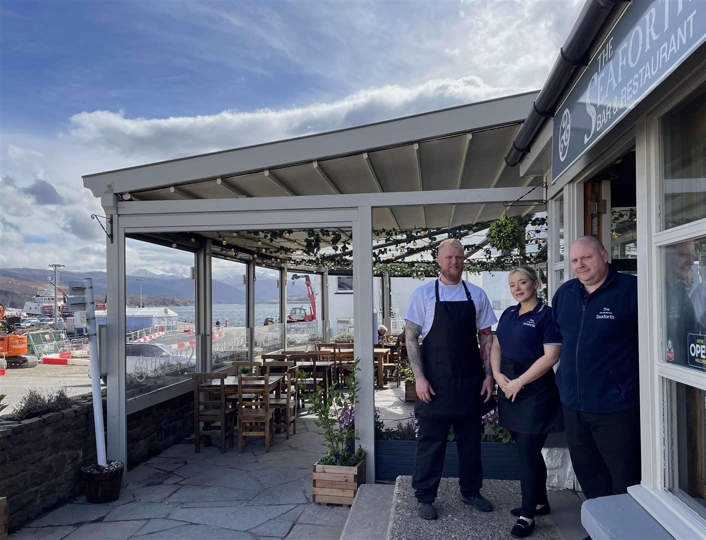 Seaforth Chef Venca Jaros (left), Duty Manager Demi Yorke (centre) and General Manager Jody Keating have all welcomed the low- rent permanent accommodation for staff in Ullapool.