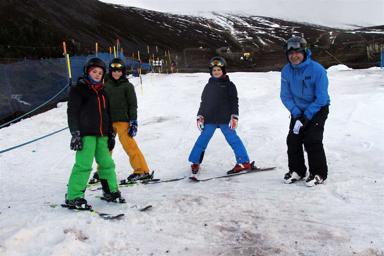 Aviemore-based Free Ski's instructor Mark Cox with three young skiers the weekend before last Christmas.