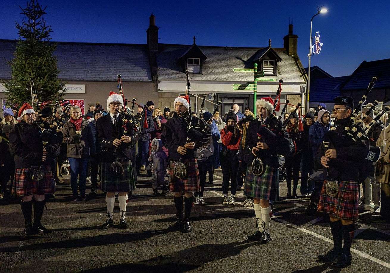 Members of Sutherland Schools and Sutherland Caledonian Pipe Bands played. Picture: Martin Ross