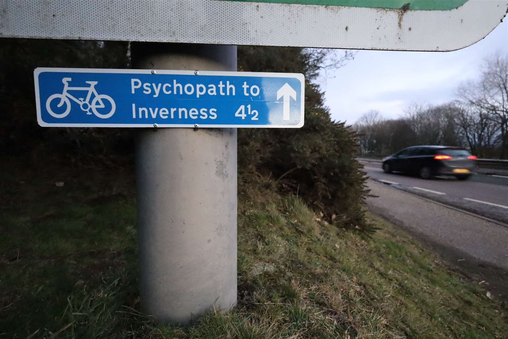 The sign at the cycle path was at the North Kessock Junction on Friday.