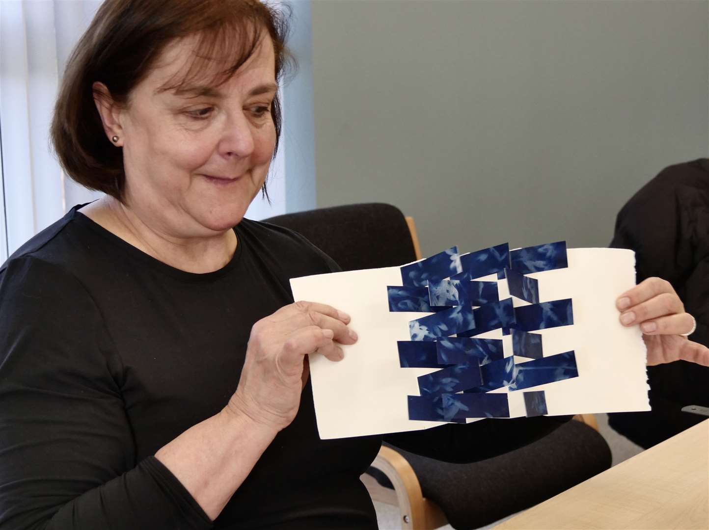 Dorothy Lesowiec, who regularly travels from England to take part in the fibre fest, was delighted with the 'flag book' she made. Picture: Peter Wild
