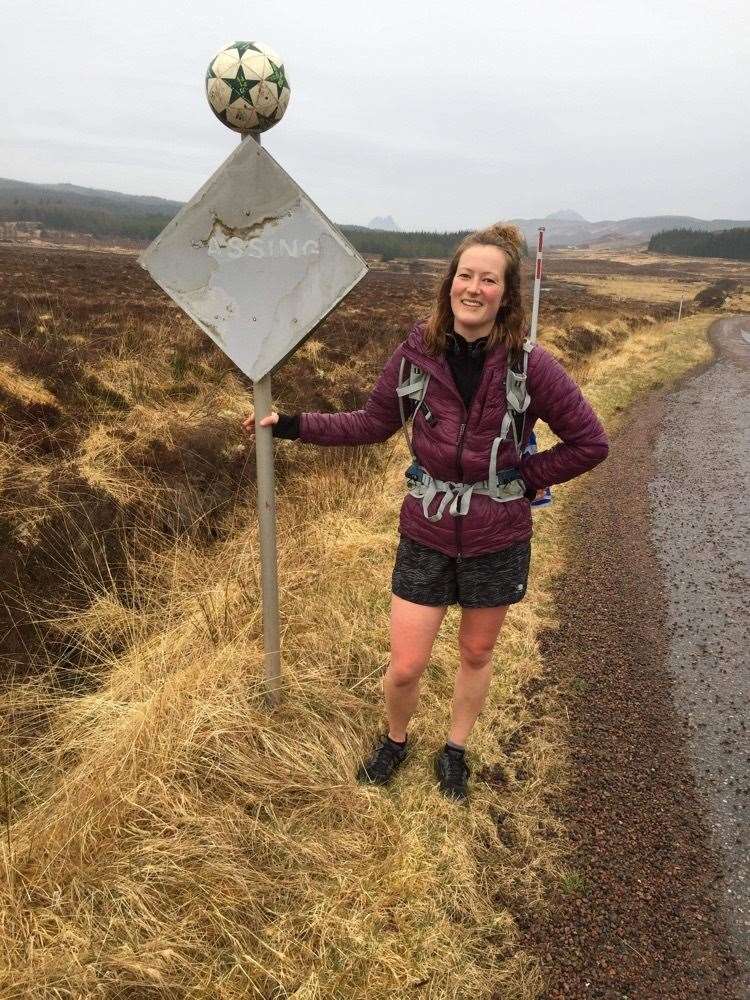 Franci Hutchison raised over £3000 in April after completing a 'dribble challenge' from Lochinver to Golspie.