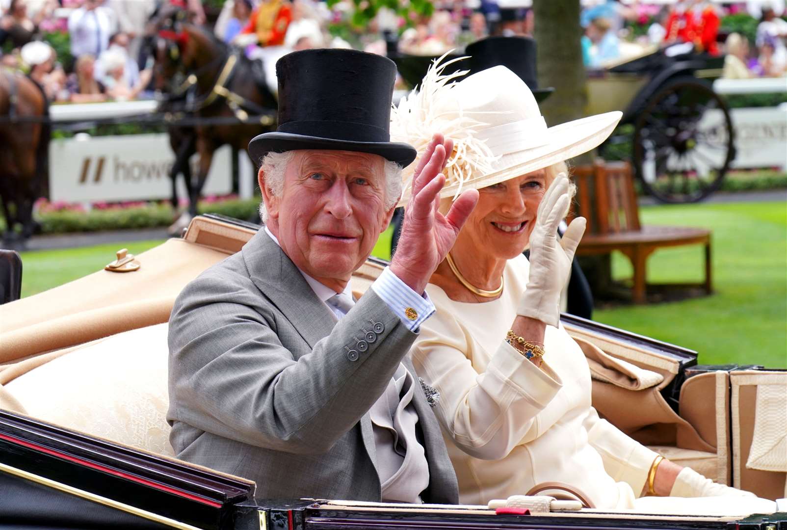 Charles and Camilla have followed royal tradition since the Queen’s death, attending events such as Royal Ascot (Jonathan Brady/PA)