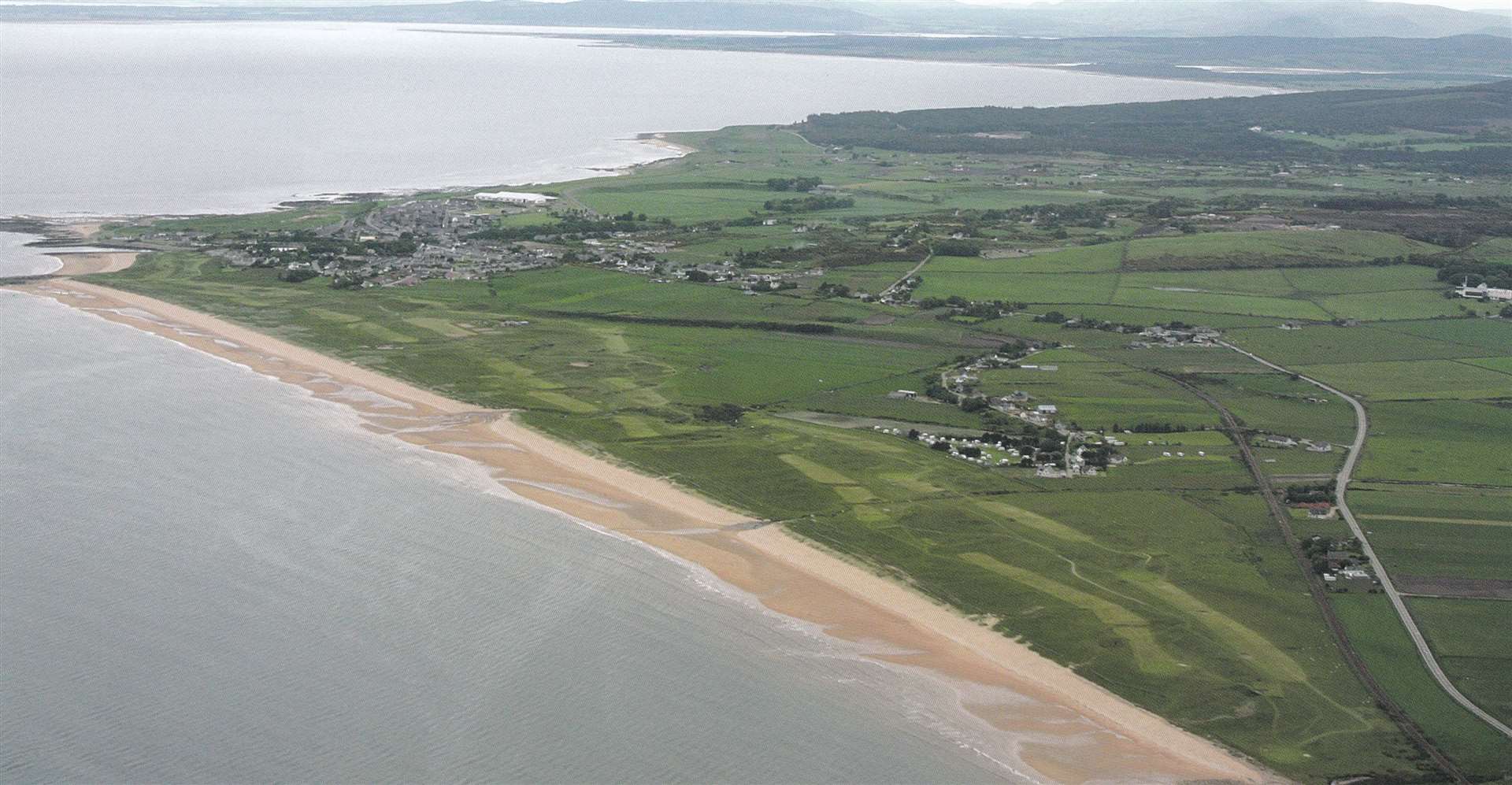 An aerial view of Brora shore.
