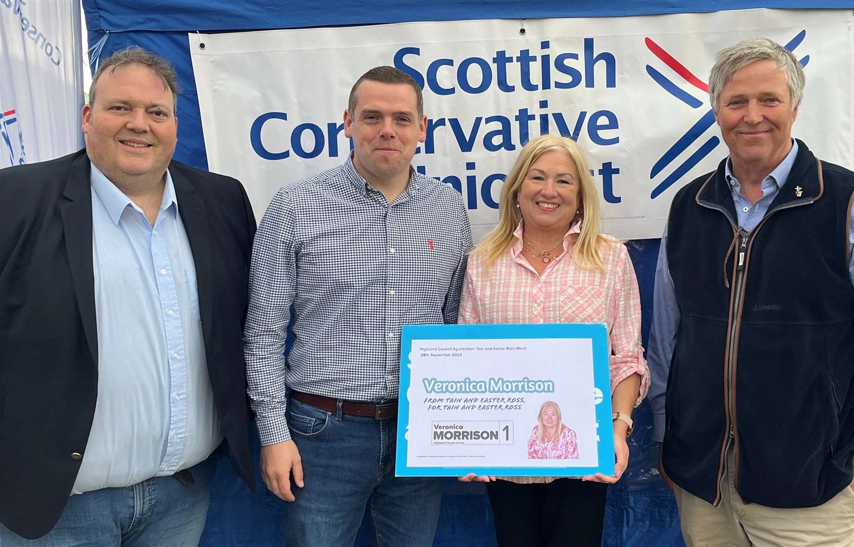 Veronica Morrison is being backed by (from left) Highland MSP Jamie Halcro Johnston, Scottish Conservative leader Douglas Ross and Edward Mountain, Highland MSP.