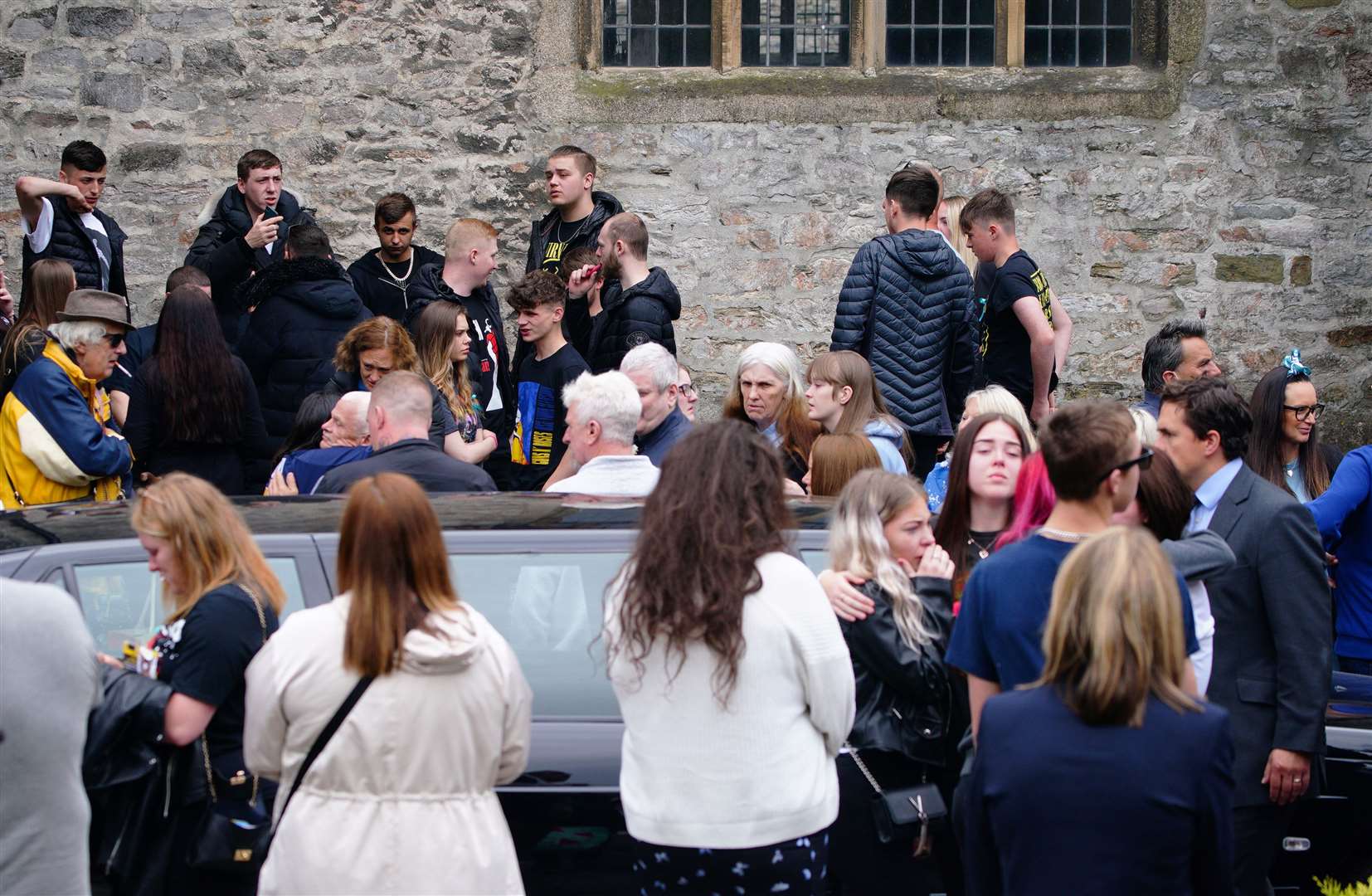 Mourners attend the funeral of Bobbi-Anne McLeod at the Minster Church of St Andrew in Plymouth (Ben Birchall/PA)