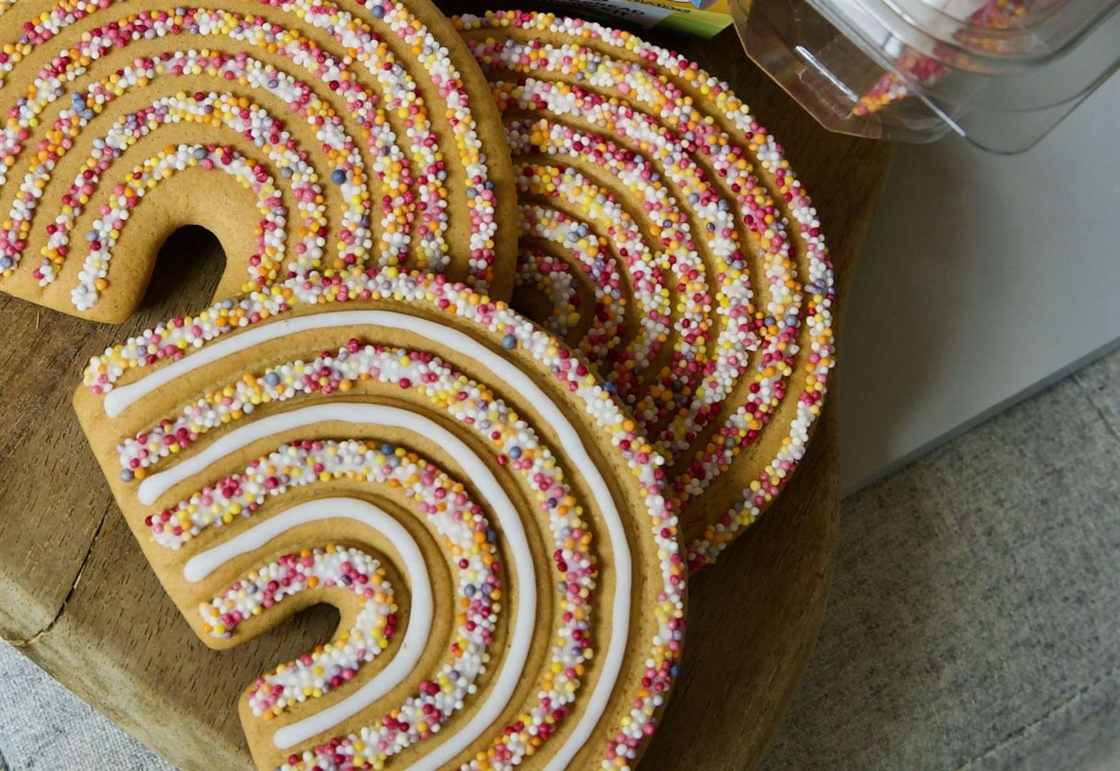 The gingerbread rainbow biscuits.
