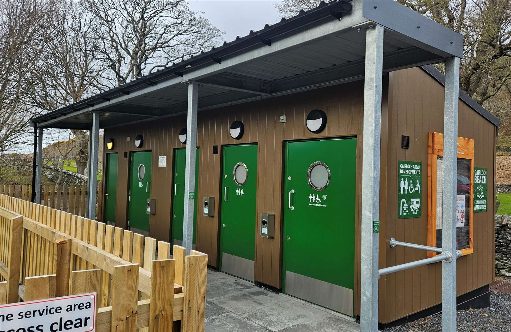 The new public toilets in Gairloch, with new facilities such as showers and chemical waste disposal. Picture: Highland Council.