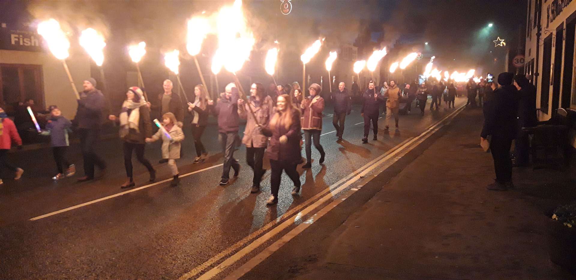 A torchlight procession took place at Golspie.