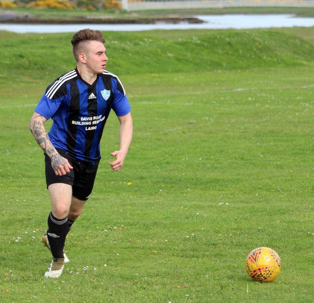 Joe Sutherland was on the scoresheet for Lairg in their 15-0 win.