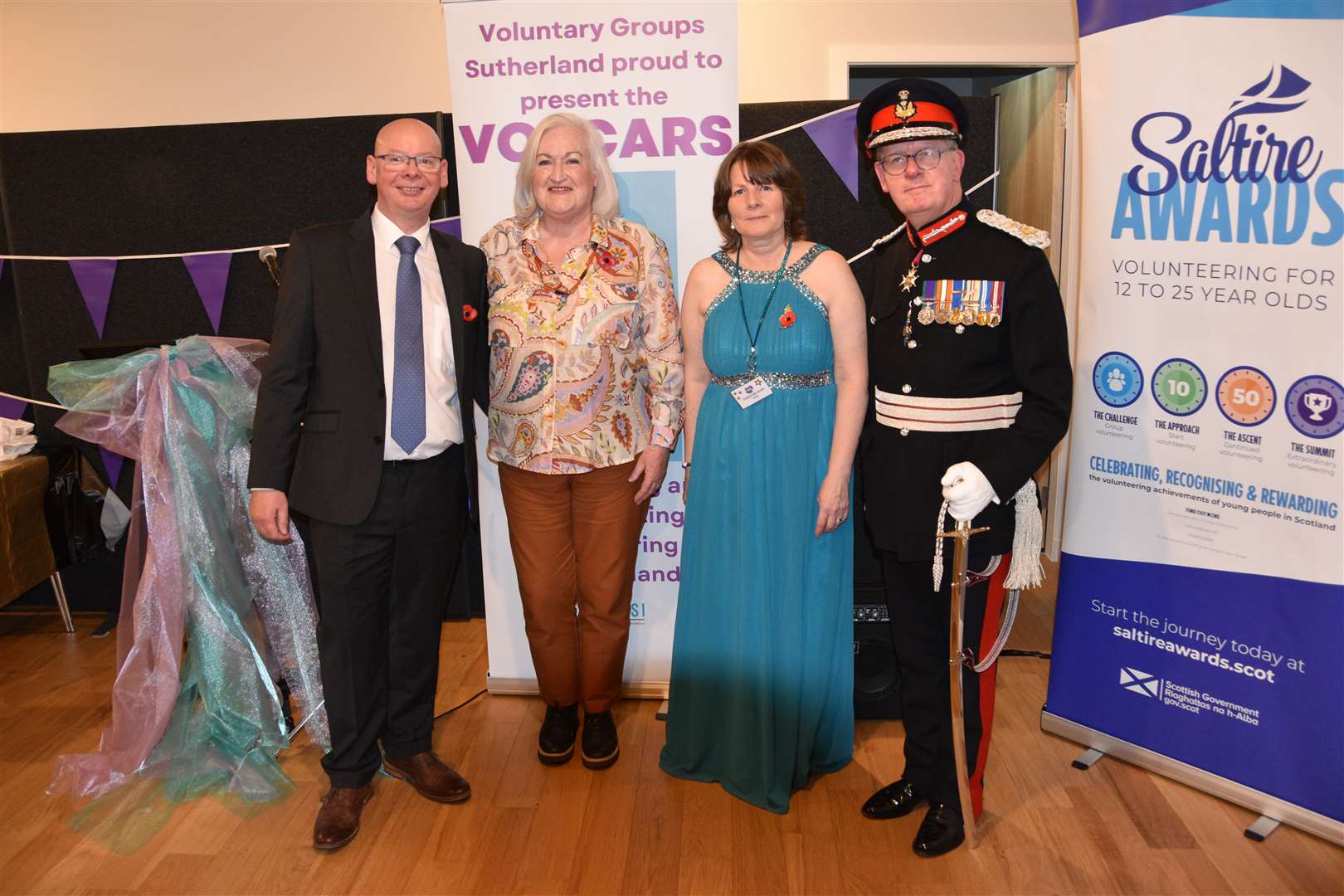 Christine Ross, VGS chief officer (third left) with, from left, David Shearer, SSE Renewables community fund manager; Frances Gunn, VGS chairperson; and Major General Patrick Marriott.