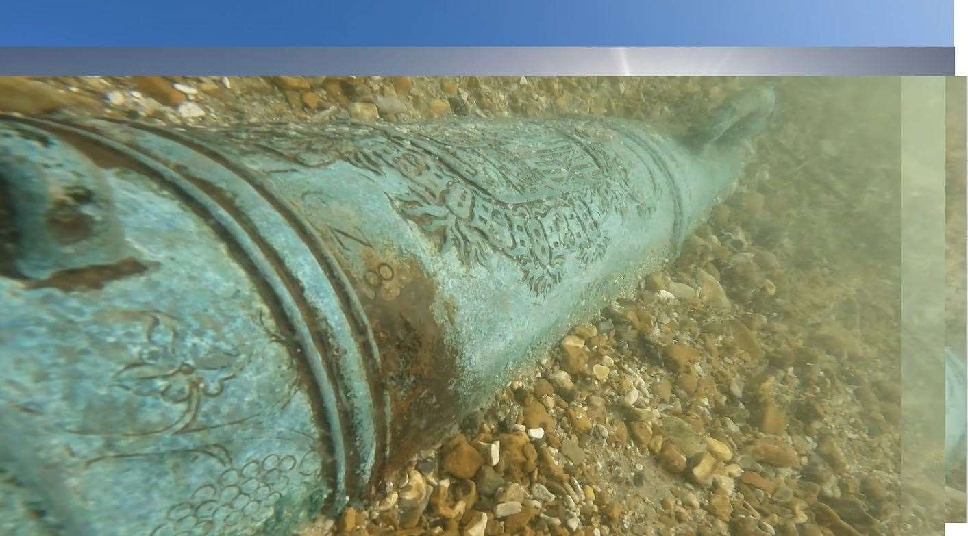 Cannon discovered on the NW68 wreck discovered off the Isle of Wight (Martin Pritchard)